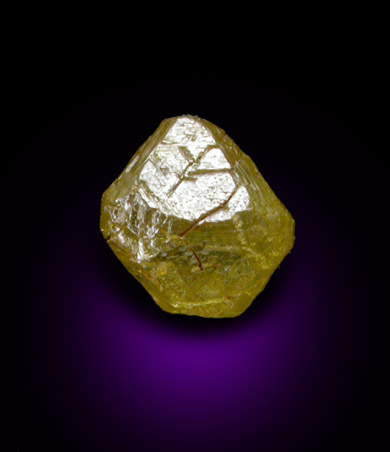 Diamond (0.42 carat yellow octahedral crystal) from Diamantino, Mato Grosso, Brazil