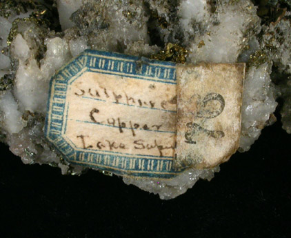 Chalcopyrite on Quartz from Keweenaw Peninsula Copper District, Michigan