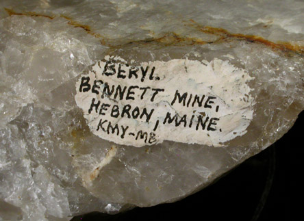 Beryl var. Aquamarine from Bennett Quarry, Buckfield, Oxford County, Maine