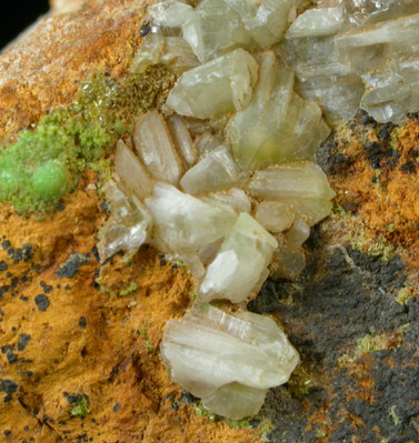 Cerussite, Pyromorphite, Wulfenite from Wheatley Mine, Phoenixville, Chester County, Pennsylvania
