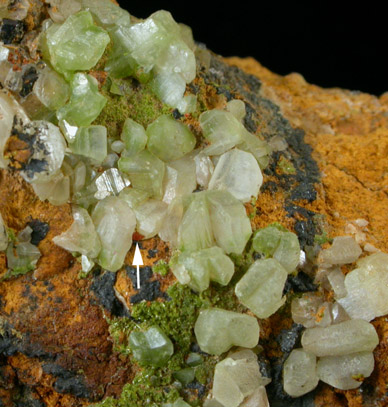 Cerussite, Pyromorphite, Wulfenite from Wheatley Mine, Phoenixville, Chester County, Pennsylvania