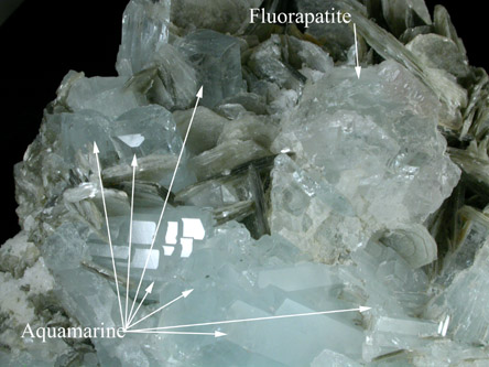 Beryl var. Aquamarine with Muscovite and Apatite from Dusso, Gilgit District, Gilgit-Baltistan, Pakistan