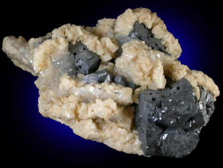 Dolomite var. Pearlspar on Galena from New Glennerieff Mine, Wanlockhead, Scotland