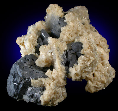 Dolomite var. Pearlspar on Galena from New Glennerieff Mine, Wanlockhead, Scotland