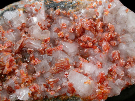 Vanadinite on Calcite from Apex Mine, San Carlos, Manuel Benavides, Chihuahua, Mexico