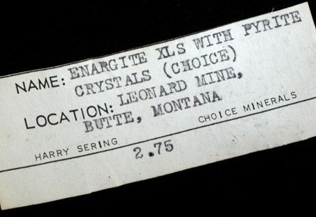 Enargite and Pyrite from Leonard Mine, Butte Mining District, Summit Valley, Silver Bow County, Montana