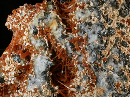 Gypsum on Sphalerite, Pyrite, Quartz from Raura Mine, Cajatambo Province, Lima Department, Peru