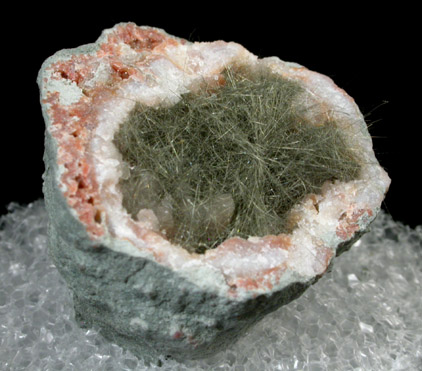 Millerite in Quartz Geode from US Route 27 road cut, Halls Gap, Lincoln County, Kentucky