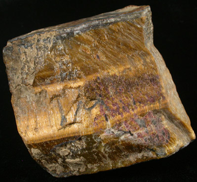 Quartz pseudomorph after Crocidolite (Tiger-Eye) from headwaters of the Orange River, Griqualand West, South Africa