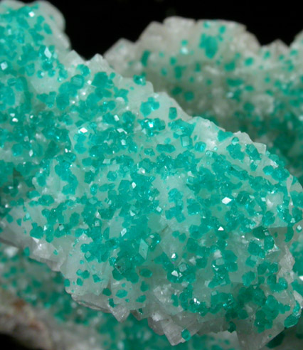 Dioptase on Calcite from Tsumeb Mine, Otavi-Bergland District, Oshikoto, Namibia