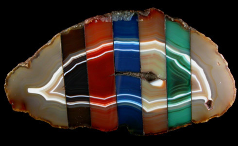Quartz var. Agate (samples of dyed colors) from Rio Grande do Sul, Brazil