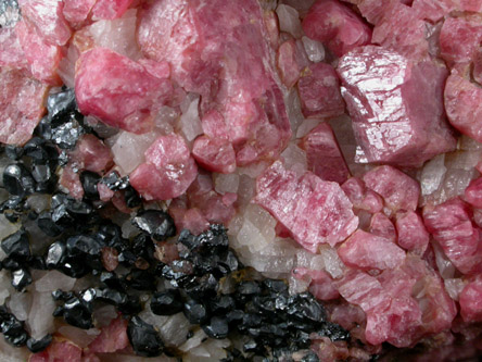 Rhodonite, Franklinite, Calcite from Trotter Mine Dump, Franklin Mining District, Sussex County, New Jersey (Type Locality for Franklinite)