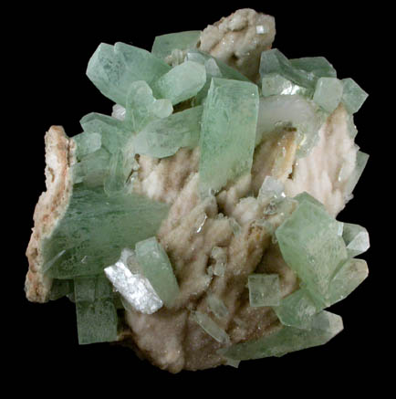 Apophyllite on Heulandite pseudomorphs after Calcite from Jalgaon, Maharashtra, India