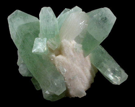 Apophyllite on Heulandite pseudomorphs after Calcite from Jalgaon, Maharashtra, India