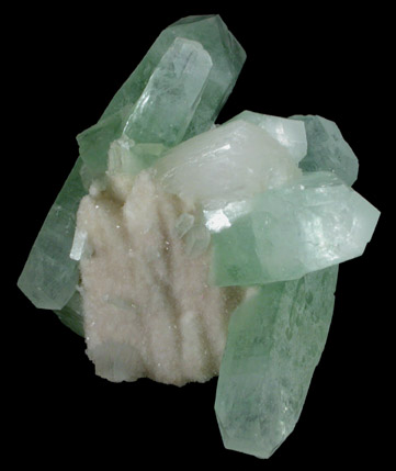 Apophyllite on Heulandite pseudomorphs after Calcite from Jalgaon, Maharashtra, India