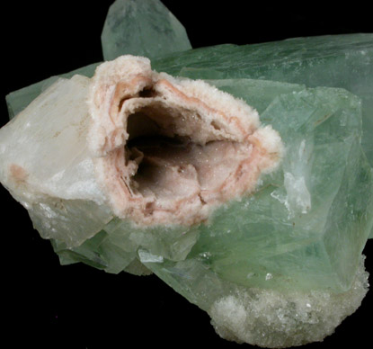 Apophyllite on Heulandite pseudomorphs after Calcite from Jalgaon, Maharashtra, India