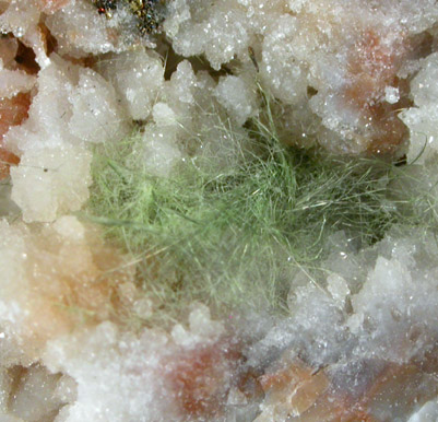 Honessite in Quartz Geode from US Route 27 road cut, Halls Gap, Lincoln County, Kentucky