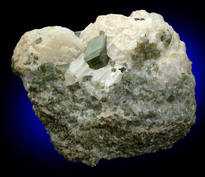 Diopside in Calcite from Bird Creek, Ontario, Canada