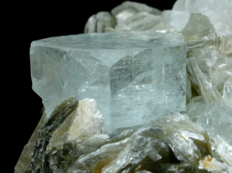 Beryl var. Aquamarine on Muscovite from Dusso, Gilgit District, Gilgit-Baltistan, Pakistan