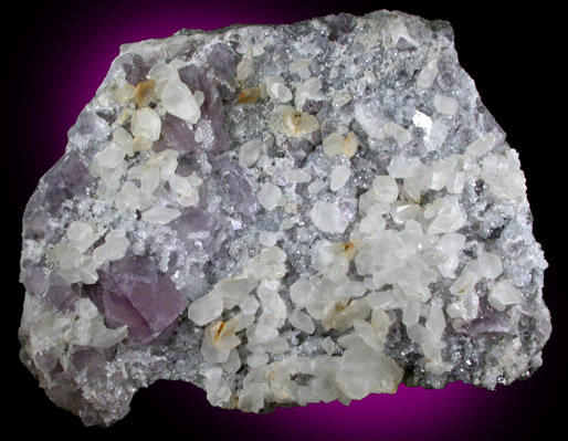 Fluorite with Calcite, Quartz from Stotsfieldburn Mine, Weardale, County Durham, England