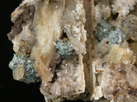 Stilbite with Babingtonite from New Street Quarry, Paterson, Passaic County, New Jersey