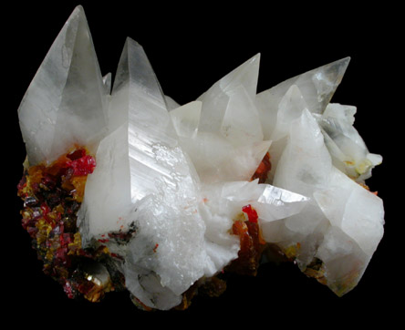 Calcite on Orpiment and Realgar from Shimen Mine, Hunan Province, China