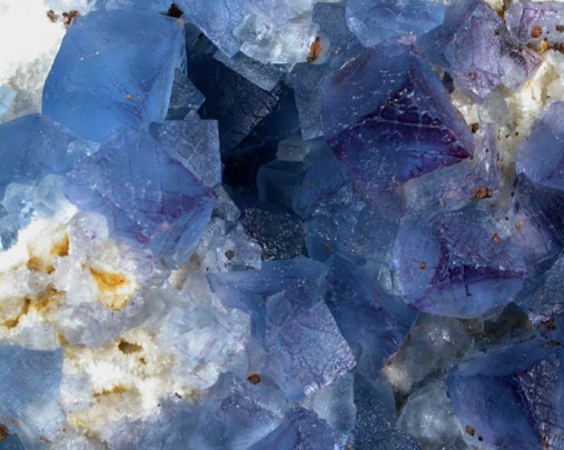 Fluorite on Quartz with Calcite from Blanchard Mine, Hansonburg District, 8.5 km south of Bingham, Socorro County, New Mexico