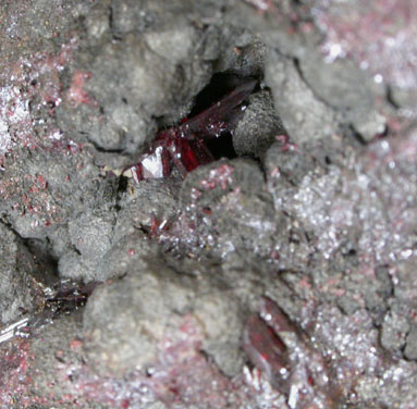 Proustite on Native Arsenic from Niederschlema, Saxony, Germany