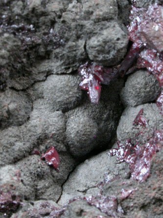 Proustite on Native Arsenic from Niederschlema, Saxony, Germany