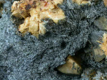 Riebeckite var. Crocidolite with Microcline from Hurricane Mountain, east of Intervale, Carroll County, New Hampshire