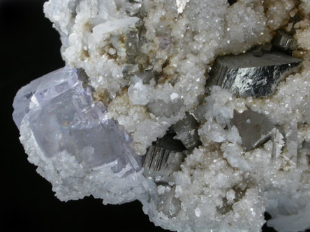 Fluorite, Arsenopyrite, Calcite from Yaogangxian Mine, Nanling Mountains, Hunan Province, China