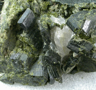 Epidote with Calcite from Marmoraton Iron Mine, Marmora, Ontario, Canada