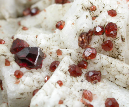 Spessartine Garnet on Microcline and Quartz from Shengus, Skardu Road, Gilgit, Pakistan