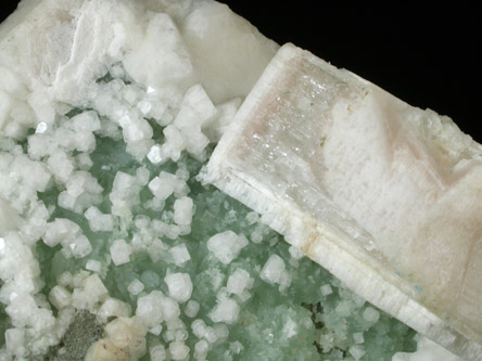 Hydroxyapophyllite-(K) (formerly apophyllite-(KOH)) with Prehnite from Bull Run Quarry, near Conklin, Loudoun County, Virginia