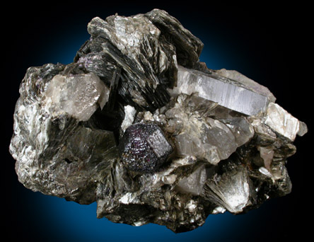 Fluorite on Zinnwaldite (Siderophyllite-Polylithionite) and Quartz from Zinnwald-Cnovec District, Erzgebirge, Saxony-Bohemia border region, Germany-Czech Republic