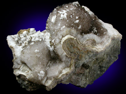 Natrolite on Smoky Quartz from Millington Quarry, Bernards Township, Somerset County, New Jersey