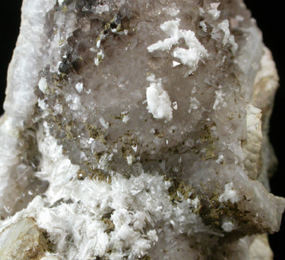 Natrolite on Smoky Quartz from Millington Quarry, Bernards Township, Somerset County, New Jersey