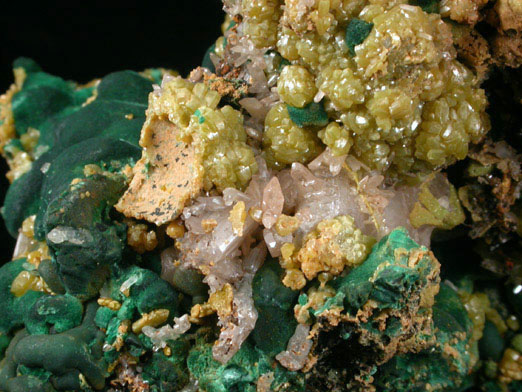 Malachite, Pyromorphite, Cerussite from Brown's Prospect, Rum Jungle, 61 km south of Darwin, Northern Territory, Australia