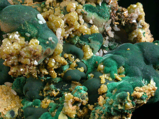 Malachite, Pyromorphite, Cerussite from Brown's Prospect, Rum Jungle, 61 km south of Darwin, Northern Territory, Australia