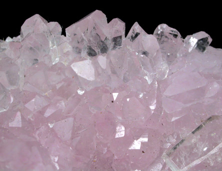 Quartz var. Rose Quartz Crystals from Lavra da Ilha, Taquaral, Jequitinhonha River, Minas Gerais, Brazil