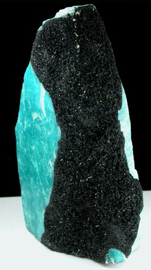 Schorl Tourmaline on Microcline var. Amazonite from Bahia, Brazil