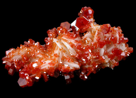 Vanadinite on Barite from Mibladen, Haute Moulouya Basin, Zeida-Aouli-Mibladen belt, Midelt Province, Morocco