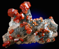 Vanadinite on Barite from Mibladen, Haute Moulouya Basin, Zeida-Aouli-Mibladen belt, Midelt Province, Morocco