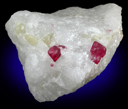 Spinel in marble from Pein Pyit, Mogok District, 115 km NNE of Mandalay, Mandalay Division, Myanmar (Burma)