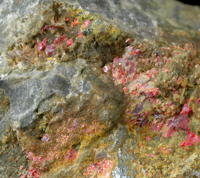 Chabourneite, Realgar, Quartz from Jas Roux, Hautes-Alpes, France (Type Locality for Chabourneite,)