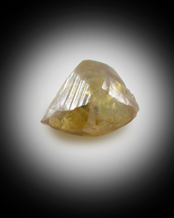 Diamond (0.28 carat yellow partial crystal) from Finsch Mine, Free State (formerly Orange Free State), South Africa