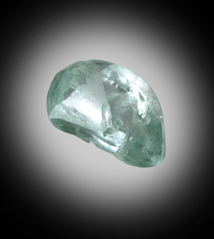 Diamond (0.81 carat blue-green elongated crystal) from Vaal River Mining District, Northern Cape Province, South Africa