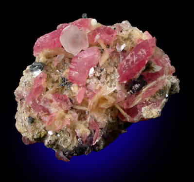 Rhodochrosite, Fluorite, Bertrandite, Quartz, Clinochlore from Vostochny Kounrad Mine, Dzhezkazgan, Kazakhstan