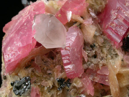 Rhodochrosite, Fluorite, Bertrandite, Quartz, Clinochlore from Vostochny Kounrad Mine, Dzhezkazgan, Kazakhstan