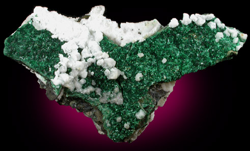 Malachite with Calcite from Junction Shaft, Bisbee, Cochise County, Arizona